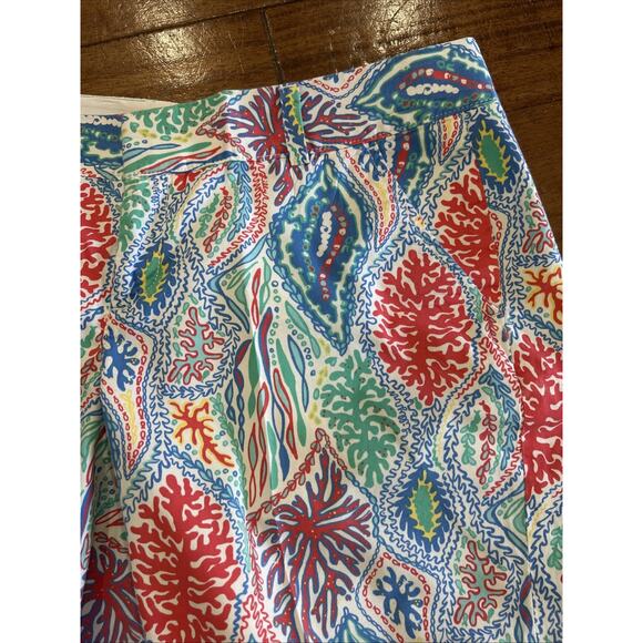 Lilly Pulitzer the Chipper short 8" inseam. Blue Coral green Size 12 - Picture 3 of 7